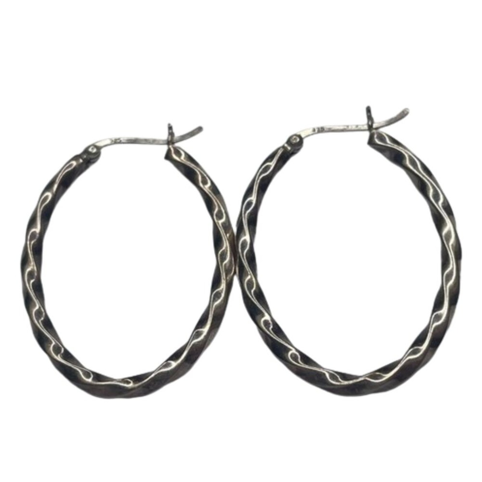 925 Sterling Silver Twist Hoop Earrings